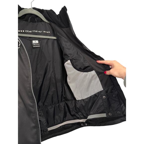 Obermeyer S Snowbird Ski/Snowboard Insulated Puffer Jacket $359 Hooded Black - Picture 6 of 10